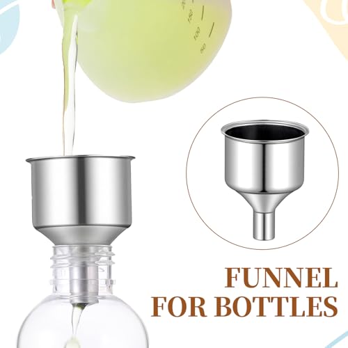 2 Pcs Stainless Steel Flasks Funnels 3/8" Small Kitchen Funnel Set Spout for Flasks Oil Bottle Liquid Perfume Bottle Coffee Beans