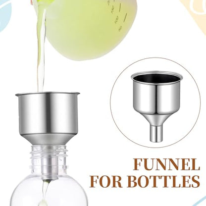 2 Pcs Stainless Steel Flasks Funnels 3/8" Small Kitchen Funnel Set Spout for Flasks Oil Bottle Liquid Perfume Bottle Coffee Beans