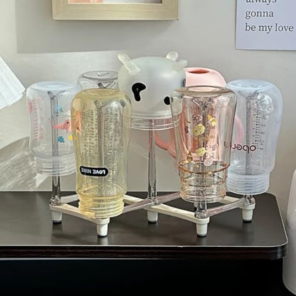 Adjustable Cup Drying Rack-Collapsible Bottle Dryer Stand for Kitchen Counter, Mug Tree & Glass Holder Organizer, Perfect for Baby Bottles, Water Bottles, and Cups