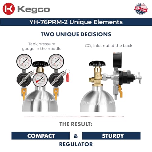 Kegco YH-76PRM-2 Commercial Grade Dual Body CO2 Draft Beer Regulator