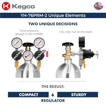 Kegco YH-76PRM-2 Commercial Grade Dual Body CO2 Draft Beer Regulator