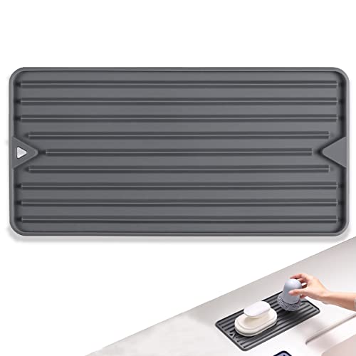Dish Drying Mat, Mini Silicone Drying Mat for Kitchen Counter, Heat Resistant Silicone Mat for Countertop Protector, Super Thick Non-Slip Dish Drying Pad for Coffee Cup/Bottle/Glassware - size: 6" x 12"