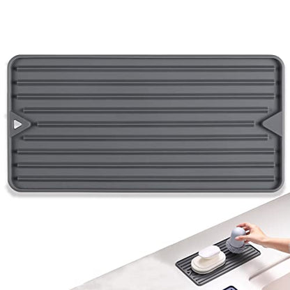 Dish Drying Mat, Mini Silicone Drying Mat for Kitchen Counter, Heat Resistant Silicone Mat for Countertop Protector, Super Thick Non-Slip Dish Drying Pad for Coffee Cup/Bottle/Glassware - size: 6" x 12"