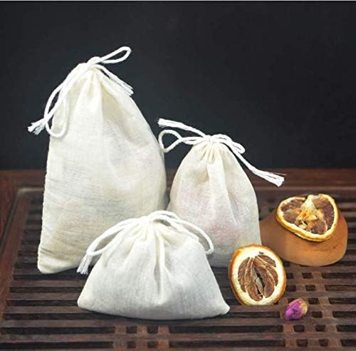 HLLMX 20 PCSReusable Tea Bag Spice Bags Muslin Bags Unbleached for Herbs Tea Coffee Cooking Brewing Straining Cheesecloth Bone Broth Brew Bags Soup Gravy Broth Stew Bags