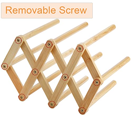 Yesland 2 Pack Wooden Bottle Drying Rack - Retractable Bamboo Dish Drying Rack Stand for Water Bottles, Baby Bottles, Sippy Cups, Reusable Bags, Plates, Cutting Boards - Kitchen Counter Organizer