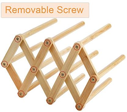 Yesland 2 Pack Wooden Bottle Drying Rack - Retractable Bamboo Dish Drying Rack Stand for Water Bottles, Baby Bottles, Sippy Cups, Reusable Bags, Plates, Cutting Boards - Kitchen Counter Organizer