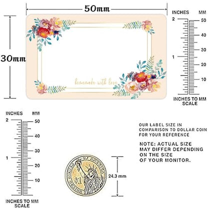 250 Pcs Blank Floral Handwritten Name Labels, Waterproof Oil Resistant Tear Resistant Removable No Residue Writeable Food Storage Stickers for Fridge, Jars, Food Containers, Pantry and Meal Prep