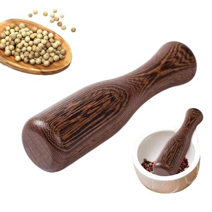 Wooden Pestle - Manual Sauerkraut Pounder | Vegetable Fermentation Crusher | Non-Slip Ergonomic Design, for Pickling Cabbage Meat Canning Brewing Tenderizing, 3.8x3.8x16.5cm