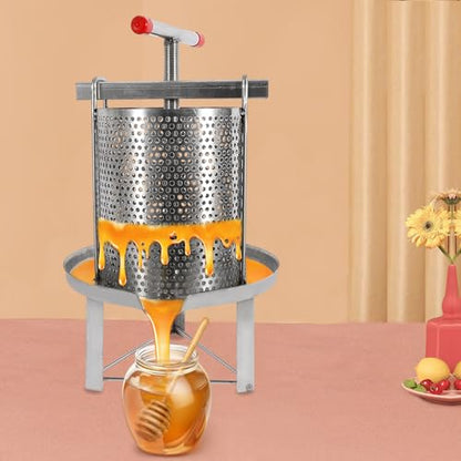 Honey Extractor, 2.6Gal Manual Honey Presser Beekeeping Extraction Tool, Stainless Steel Mesh Honey Press Machine, Manual Honey Juice Wine Making Machine for Households Restaurants