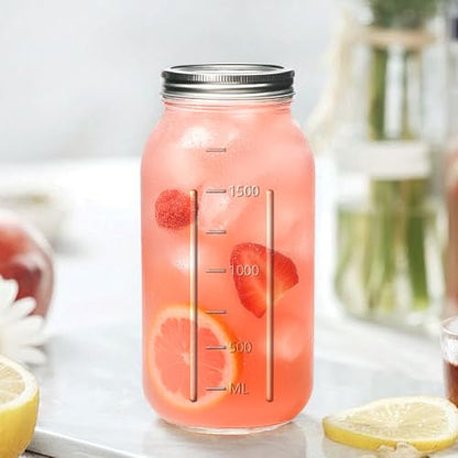 64 oz Wide Mouth Mason Jars, Large Half Gallon Mason Jar with Lid and Band, 2 Quart Glass Canning Jars for Pickling, Preserving, Fermenting, Beverages, DIY Crafts, 3 Pack