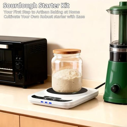Sourdough Starter Warmer Mat | Precise 1°F Thermostat 70-100°F | 12H Auto Timer | Cooking Heating Pad for Bread Baking, Yogurt Making & Home Baking - color: White