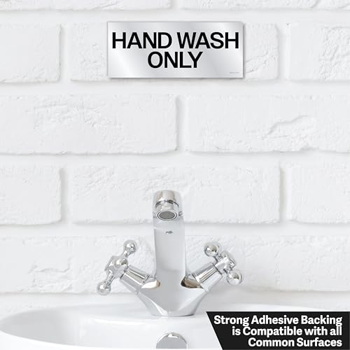 Metallic Wash Rinse Sanitize Sink Labels for 3 Compartment Sinks, Made in USA, 5.5x2.25 Handwash Only Sign Wash Rinse Sanitize Sink Stickers, Commercial Kitchen Labels Restaurant Bussing Station Sign