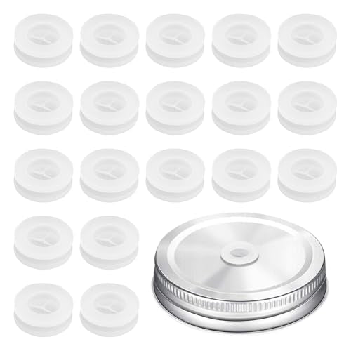 20 Pcs Silicone Straw Hole Cover Mason Jar Lid Straw Hole Hrommets Cross Drink Mug Lids Straw Stopper Plug Silicone Mason Jar Lids Plug 0.7inch Diameter - color: A
