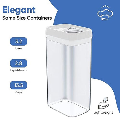 Chef's Path Large Airtight Food Storage Containers with White Lids, Set of 4, 3.2L, 109Oz, Kitchen and Pantry Canisters for Pasta, Cereal, Noodles, and Flour Storage - Transparent - color: Pack of 4 - 3.2L (White)
