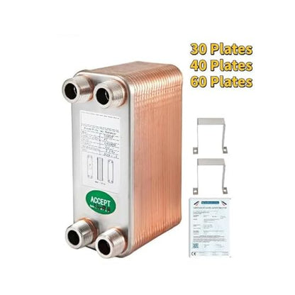 30/40/60 Plates Stainless Steel Heat Exchanger - High Efficiency Wort Chiller for Home Brewing and HVAC Applications(60 Plates) - color: 60 Plates