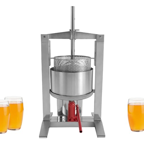 Fruit Wine Press, 5.28 GAL Stainless Steel Hydraulic Jack Juicer Hand Squeezer Barrels Manual Juice Maker Cider Apple Tincture Vegetables Honey Oil Making Press for Kitchen 6613.87 lbs (20L) - size: 20L