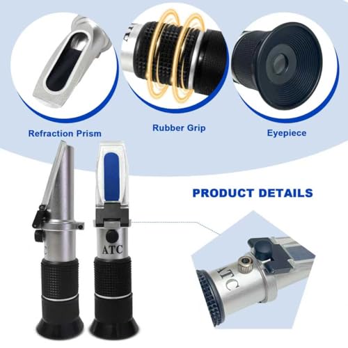0-90% Brix Refractometer with ATC, High-Accuracy Sugar Content Tester, Pre-Calibrated & Ready to Use, Universal Optical Hydrometer Meter for Honey, Maple Syrup, Jam, Juice, Beverage