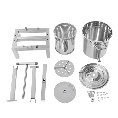 10L/2.6gal Fruit Wine Presser, Stainless Steel Grape Crusher Manual Honey Presser and Cider, Wine, Grape, Apple Press Extractor with Strainer and Bucket for Wine and Juice Making - size: 10L/2.6gal