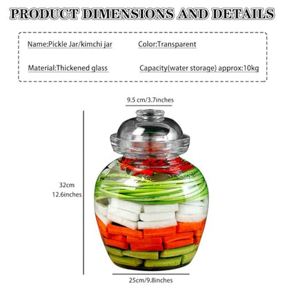 Fermentation Crock 4 Capacity Options Pickle Jar, Transparent And Visible Glass Kimchi Jar, Water Seal Fermenting Jars, Mushrooms/cauliflower(10kg) - size: 10kg