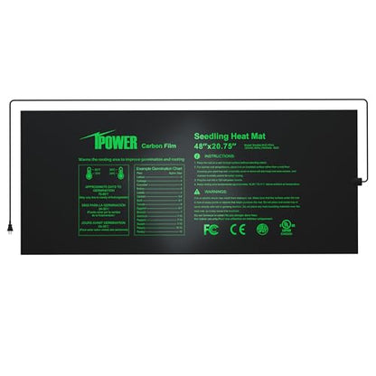 iPower 48” x 20.75” Seeding Heat Mat Upgraded Carbon Film Indoor Warm Hydroponic Plant Germination Starting Pad Durable Waterproof - size: 48" x 20.75", style: Upgraded Carbon Film