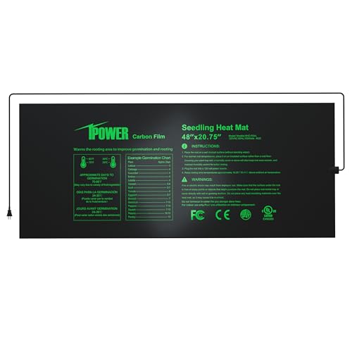 iPower 48” x 20.75” Seeding Heat Mat Upgraded Carbon Film Indoor Warm Hydroponic Plant Germination Starting Pad Durable Waterproof - size: 48" x 20.75", style: Upgraded Carbon Film