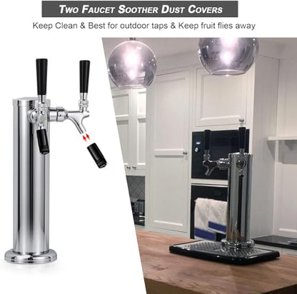 All Stainless Steel Kegerator Tower Dual Faucet Beer Tower Double Tap Beer Tower Dispenser Beer Tap Kegerator Parts Stainless Steel Tower Faucet Preassembled Tubing 3" Keg Tower Beer Keg Faucet (SS) - size: Dual Tap-Stainless Steel Faucet