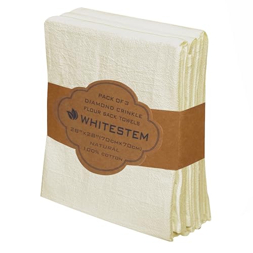 Flour Sack Towels 28” x 28” – Pack of 3 Cotton Kitchen Towels, Dish Towels and Tea Towels for Embroidery, Thick Absorbent for Baking & Bread Proofing - Natural - color: Organic Natural, size: 28"x28" - 3 Pack