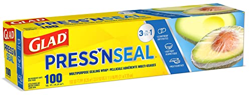 Glad Press'N Seal Plastic Food Wrap, 100 Square Foot Roll, Pack of 3, (Package May Vary) - size: 100 Sq Ft (Pack of 3)