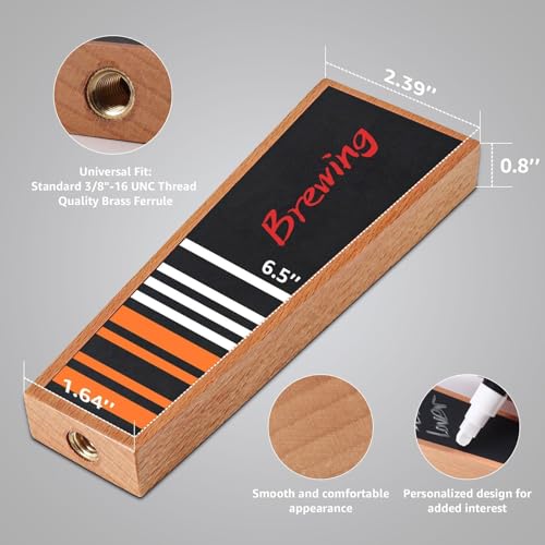 Wooden Beer Tap Handles Keg Handle Chalkboard Beer Tap Handles for Kegerator, Keg Tap Handles & Markers - Nice Gift for Homebrewers, Bars, Restaurants & Weddings - Pack of 2 - size: 2 PCS