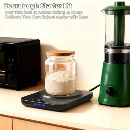 Sourdough Starter Warmer Mat | Precise 1°F Thermostat 70-100°F | 12H Auto Timer | Cooking Heating Pad for Bread Baking, Yogurt Making & Home Baking - color: Black
