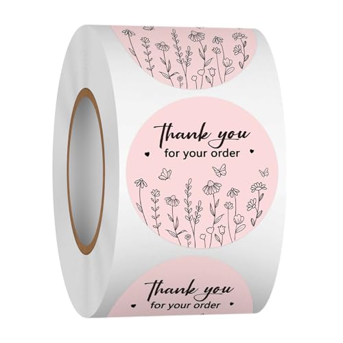 Louise Maelys 1.5 Inch Thank You for Your Order Stickers-500 pcs Thank You Stickers for Packaging Labels for Small Businesses and Small Shops - color: Older