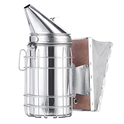 Stainless Steel Bee Hive Smoker, Beekeeping Starter Tool Kit Beekeeper Supplies Beehive Tools Bee Keeping Set with Heat Shield, Beekeeping Equipment Accessory for Beginner and Advanced Beekeepers