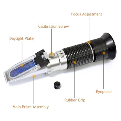 aichose Honey Refractometer for Honey Moisture, Brix and Baume, 3-in-1 Uses, 58-90% Brix Scale Range Honey Moisture Tester, with ATC, Ideal for Honey, Maple Syrup, and Molasses, Bee Keeping Supplies