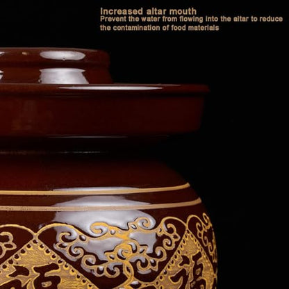 MRYBD Pickle Jar Large Traditional Sichuan Chinese Ceramic Fermenting Jar With Water Seal Airlock Lid, Ceramic Fermentation Crock for Pickling, Kimchi, Sauerkraut L - size: L