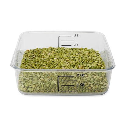 Rubbermaid Commercial Products, Space Saving Square Food Storage Container, 2 Quart, Clear, for Kitchen/Sous Vide/Meal Prep - size: 2 Qt.