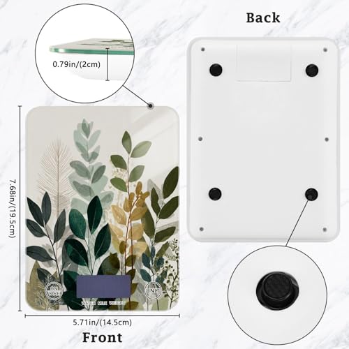 Food Scale Kitchen Scale for Baking Cooking Digital Food Weighing Measuring Scale Small Waterproof Electric Food Scale Beige Boho Style Leaves - color: Beige Boho Style Leaves