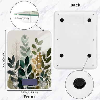 Food Scale Kitchen Scale for Baking Cooking Digital Food Weighing Measuring Scale Small Waterproof Electric Food Scale Beige Boho Style Leaves - color: Beige Boho Style Leaves