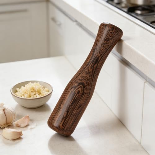 Solid Wood Sauerkraut Pounder, Manual Non-Slips Wooden Masher, Vegetable Fermentation Tampers, Ergonomic Handle Wooden Pickle Packing Tool, Crusher Tool for Cabbage Kimchi Vegetables (Gold)