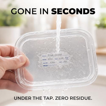 Dissolvable Food Labels, 1x2 in, 200/Roll, Canning Mason Jar Removable | Melts away in 30 seconds in water, no soaking, scrubbing, or residue, write on with pen or marker, deli cups, meal prep - size: 1x2"