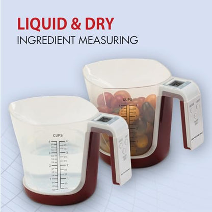 Digital Kitchen Measuring Cup Scale | 4 Cup Food Scale, Detachable Washable Cup, Tare, 5 Modes, g/lb-oz/fl oz/cup, Liquid & Dry Ingredients