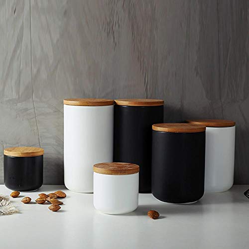 MilkyWay Ceramic Food Storage Jar Canister Modern Design Food Canisters with Airtight Seal Bamboo Lid, Loose Tea Coffee Spice Nuts Snacks Storage Jar Canister (White 27.05oz/800ml) - size: White 24.63oz/700ml