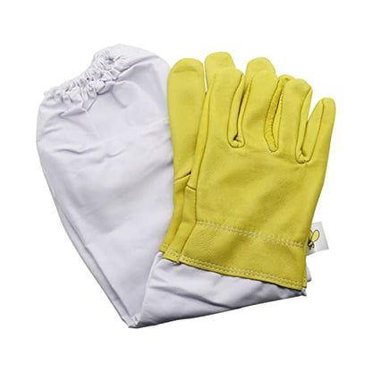 Goatskin Leather Beekeeper's Gloves with Ventilated Long Sleeves Elastic Cuffs Beekeeper Protected Gloves Beekeeping (Color : Yellow, Size : X-Large) - color: Yellow