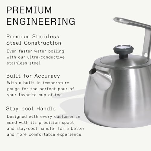 Made In Cookware - 2 QT Kettle - Stainless Steel - With Built-In Temperature Gauge - Includes Handle Sleeve - Induction Compatible - color: Stainless Steel