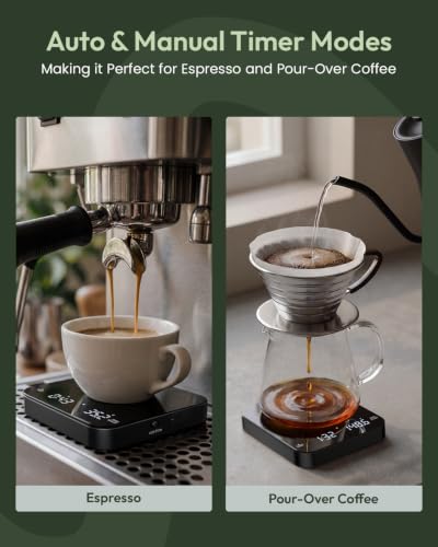 Maestri House S2 Espresso Coffee Scale with Timer, USB-C Rechargeable 2kg/0.1g Precision Shot Scale, Digital Scale for Espresso Brewing(Black) - color: Black