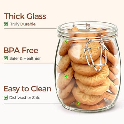 ComSaf 6-Pack 25oz Round Glass Mason Jars with Lids, Airtight Canning Jars for Preserving & Pickling, Multi-Purpose Storage Containers for Kitchen, Bathroom & Laundry, Ideal Housewarming Gift Set - size: 25oz*6