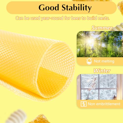 30PCS Honeycomb Bee Wax Foundation, Beehive Wax Frames Waxing Beekeeping Equipment Tool Honey Bee Hive Tool 7.7x16.3"