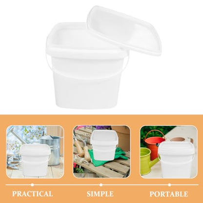 Cabilock 2pcs 5l Square Plastic Buckets with Lids, Food-grade Plastic Small Storage Containers, Portable Handheld Water and Snack Storing Canisters for Kitchen and Household Use