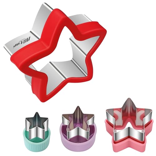 ALLTOP Star Cookie Cutters Set – 4 Pcs Different Sized Biscuit Cutter, Donut & English Muffin Cutter for Baking - color: Star