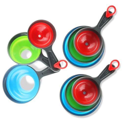 3 Set Silicone Canning Funnel for Wide and Regular Jars,Collapsible Food Grade Small Medium Large Funnel Set for Filling Solid Particles,Powder and Liquid