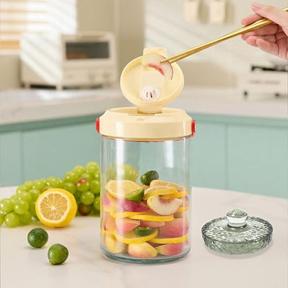 Fermentation Weights for Large Wide Mouth Gallon Mason Pickling Canning Jars (Over 3.5 Inches), Fermenting Weigh Easy Grip With Grooved Handles Wavy Grain Dot for Brewing Fermented Foods, Pack of 2 - color: Clear